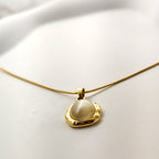 Anti Tarnish,Korean Jewellery Gold Plated Oval Pendant Necklace