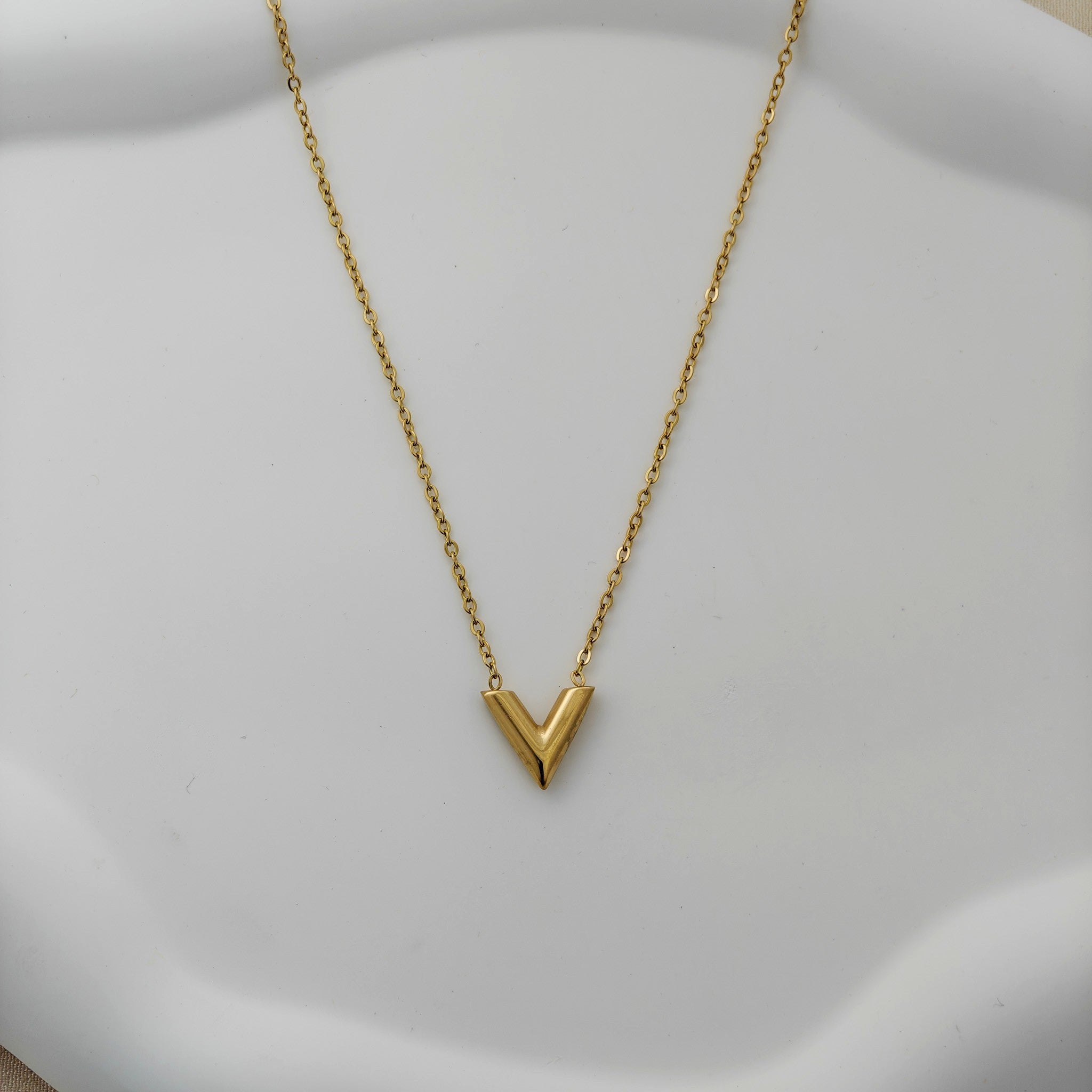 Korean Anti-Tarnish V-Pendant Necklace
