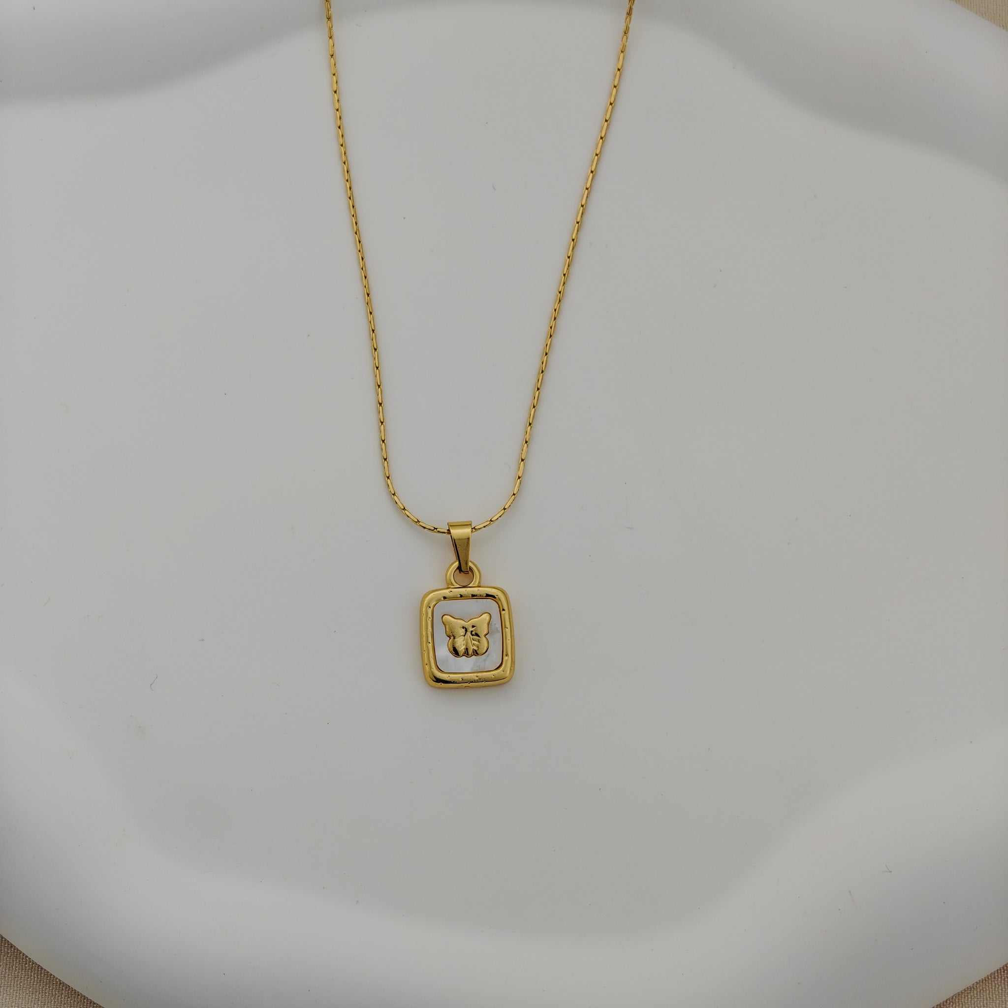 Anti Tarnish Square Butterfly Pendant Lobster Trigger Clasp Closure Necklace – Korean Jewellery