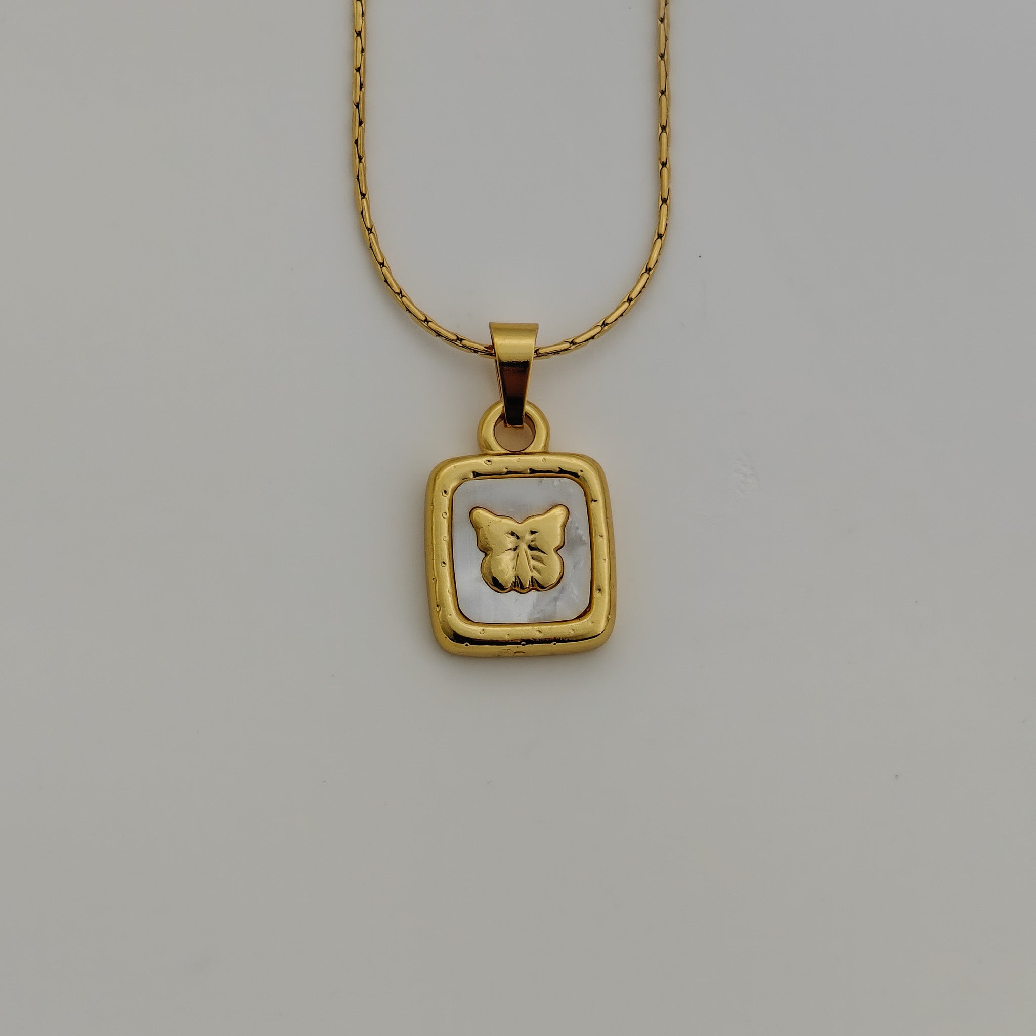 Anti Tarnish Square Butterfly Pendant Lobster Trigger Clasp Closure Necklace – Korean Jewellery