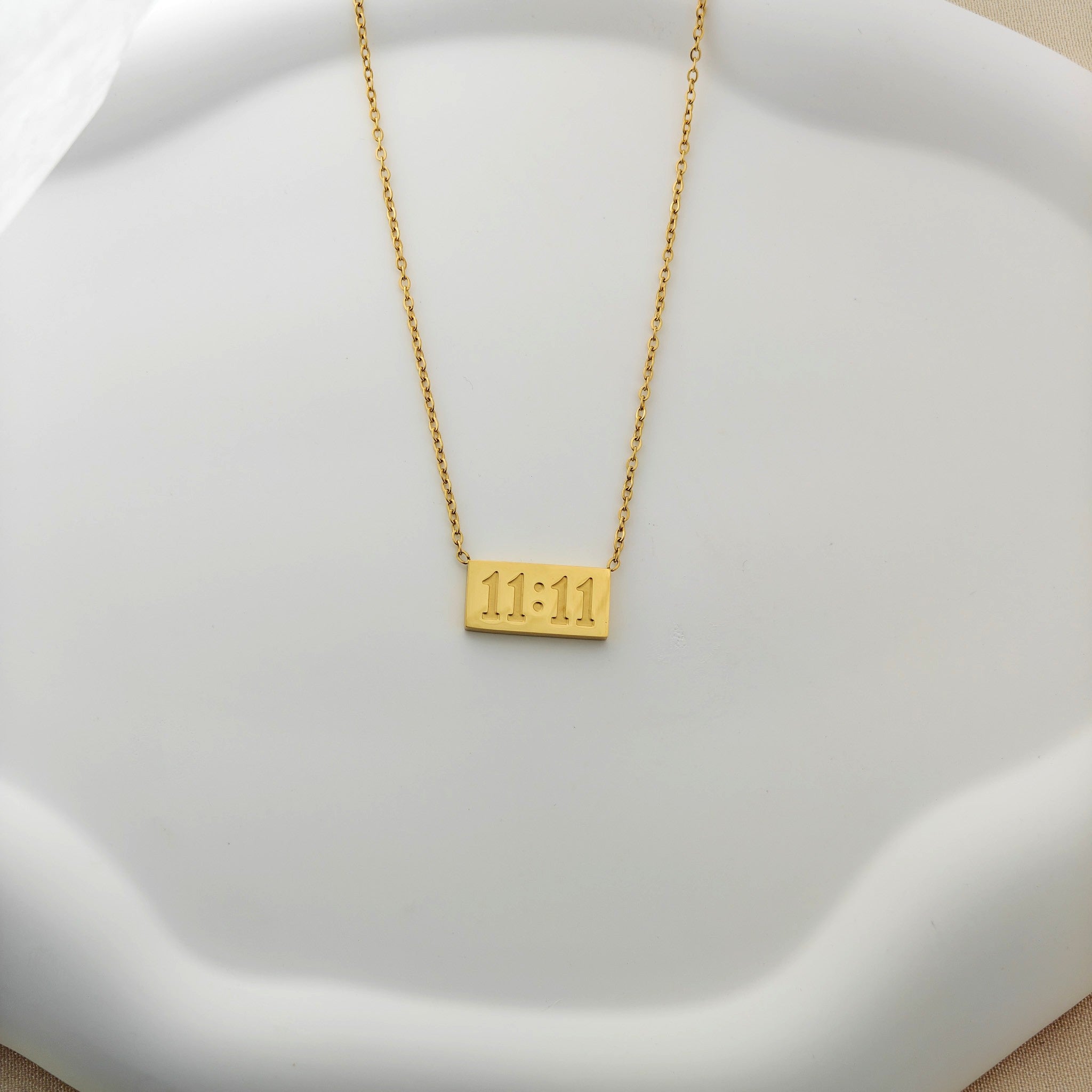 Anti-Tarnish Korean Jewellery: 11:11 Rectangular Bar Necklace