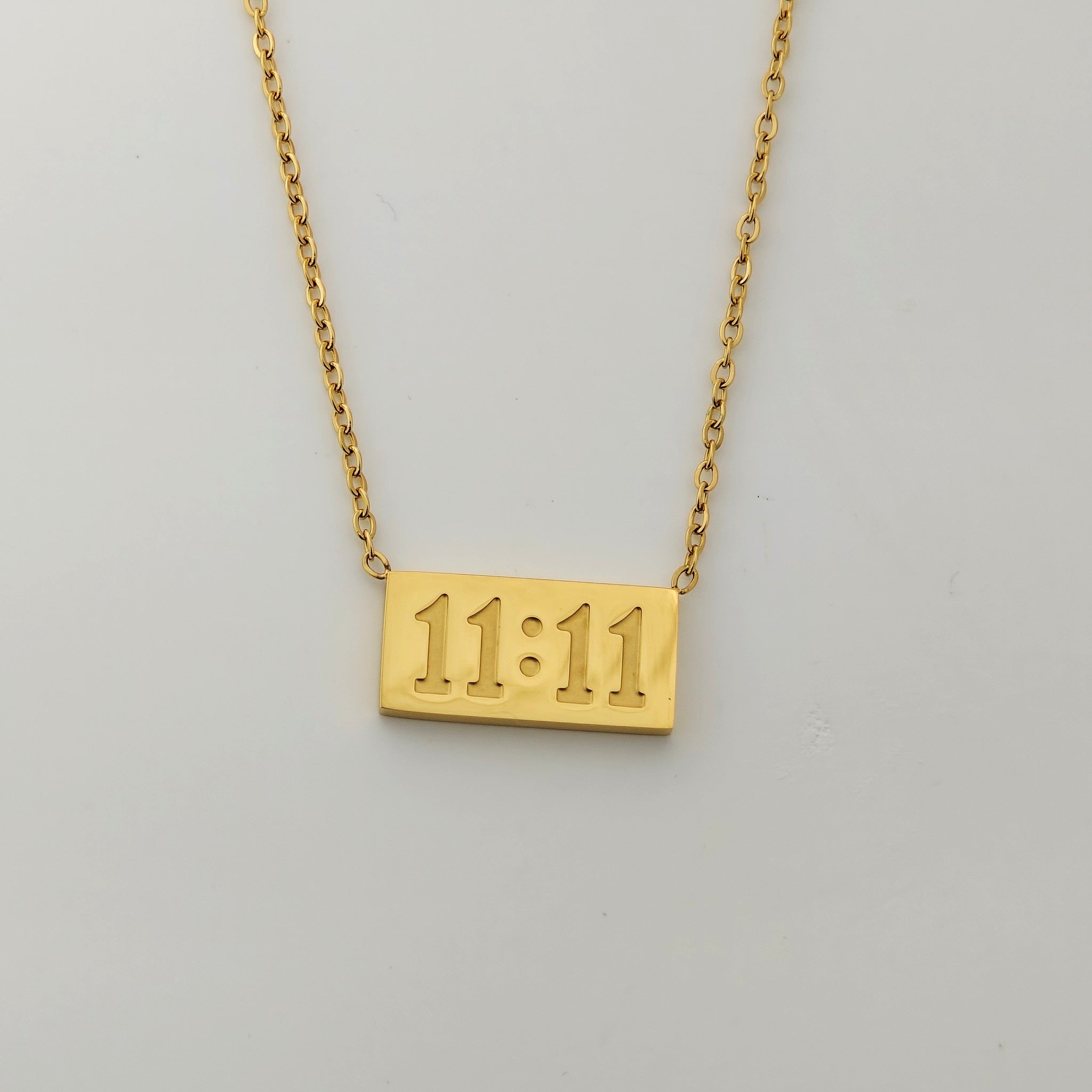 Anti-Tarnish Korean Jewellery: 11:11 Rectangular Bar Necklace