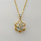 Anti-Tarnish Korean Cable Chain Necklace with a Spinning Flower Pendant
