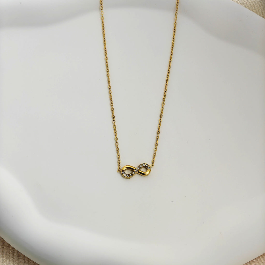 Anti-Tarnish Korean Jewellery: Infinity Symbol Necklace with Cubic Zirconia