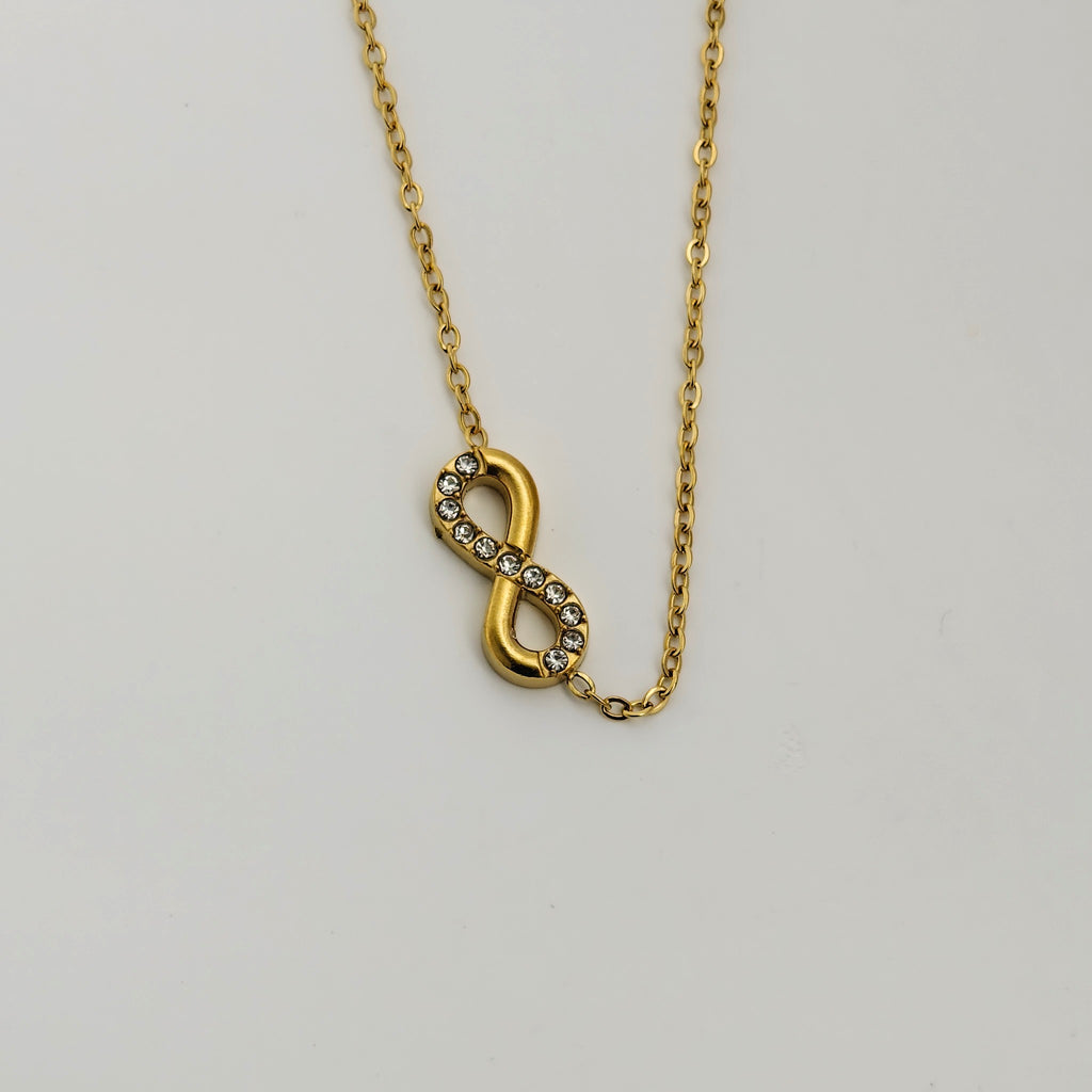 Anti-Tarnish Korean Jewellery: Infinity Symbol Necklace with Cubic Zirconia
