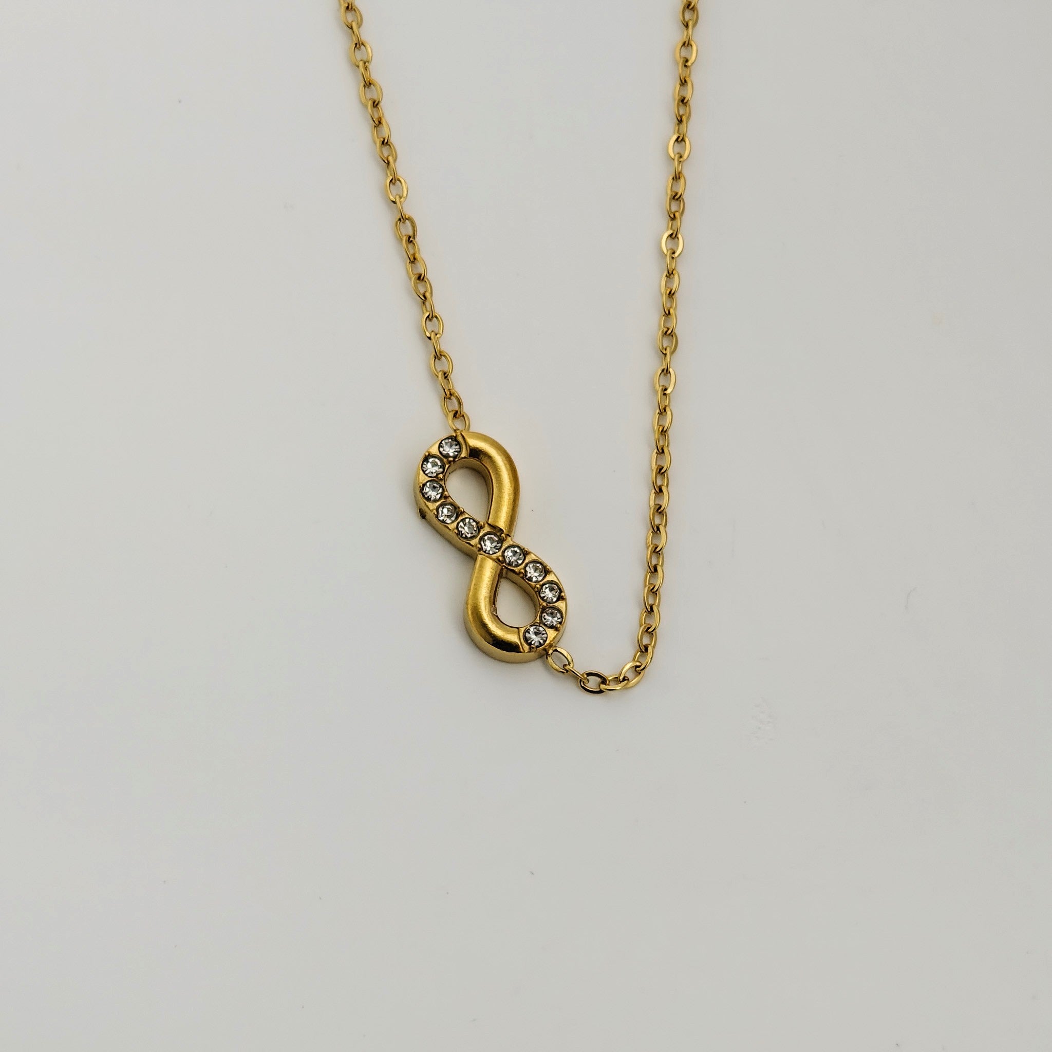 Anti-Tarnish Korean Jewellery: Infinity Symbol Necklace with Cubic Zirconia