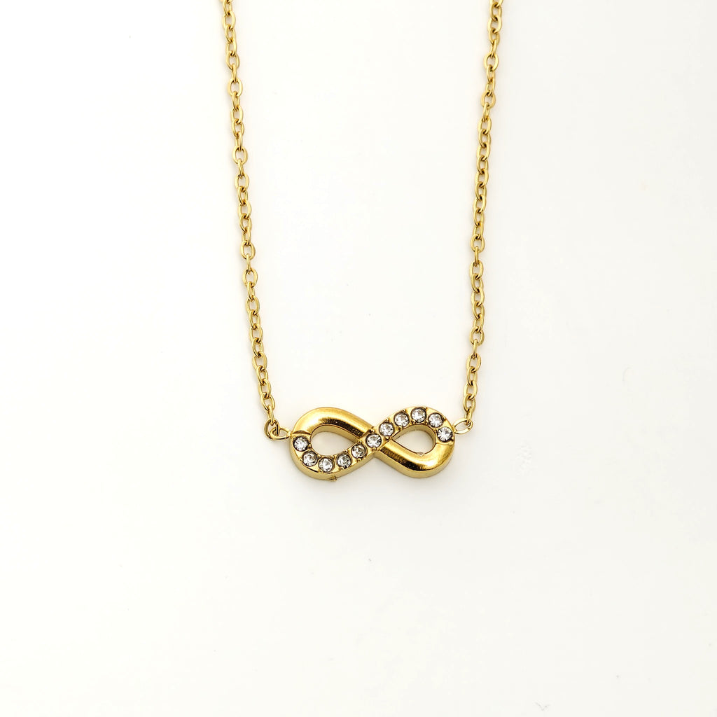 Anti-Tarnish Korean Jewellery: Infinity Symbol Necklace with Cubic Zirconia