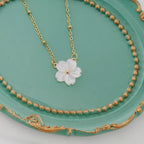 Dainty Mother of Pearl Flower Necklace Anti Tarnish,Korean Jewellery