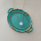 Dainty Mother of Pearl Flower Necklace Anti Tarnish,Korean Jewellery