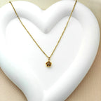 Anti-Tarnish Korean Rose Gold Heart and Rose Pendant Necklace