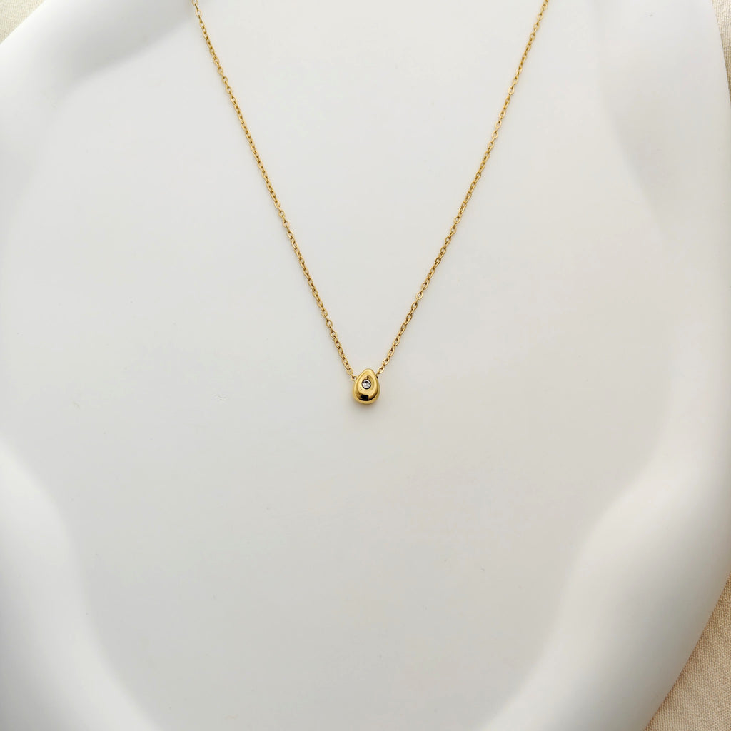 Anti-Tarnish Korean Gold Teardrop Pendant Necklace