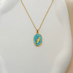 Anti-Tarnish Korean Blue Hand Pendant – Trendy & Affordable Necklace