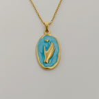 Anti-Tarnish Korean Blue Hand Pendant – Trendy & Affordable Necklace
