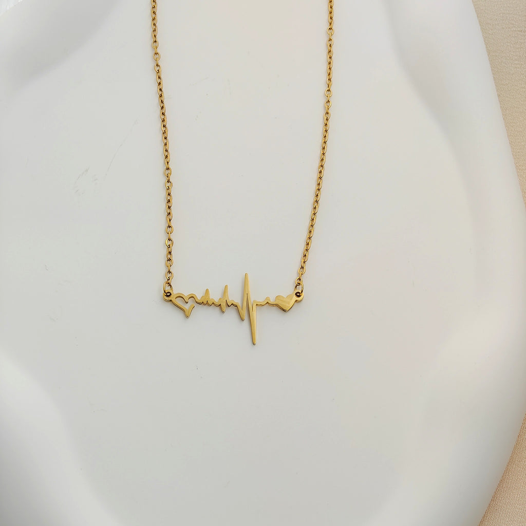 Anti-Tarnish Korean Heartbeat Necklace – Stylish & Affordable Jewelry