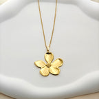 Korean-inspired gold flower pendant necklace, crafted with anti-tarnish material