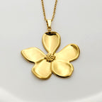 Korean-inspired gold flower pendant necklace, crafted with anti-tarnish material