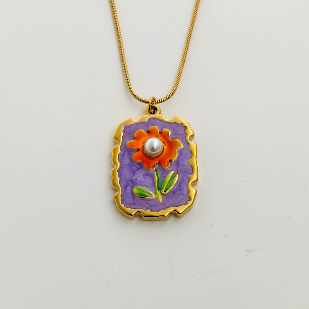 Vibrant Bloom Pearl Pendant – Korean Anti-Tarnish Art Necklace, Affordable & Chic