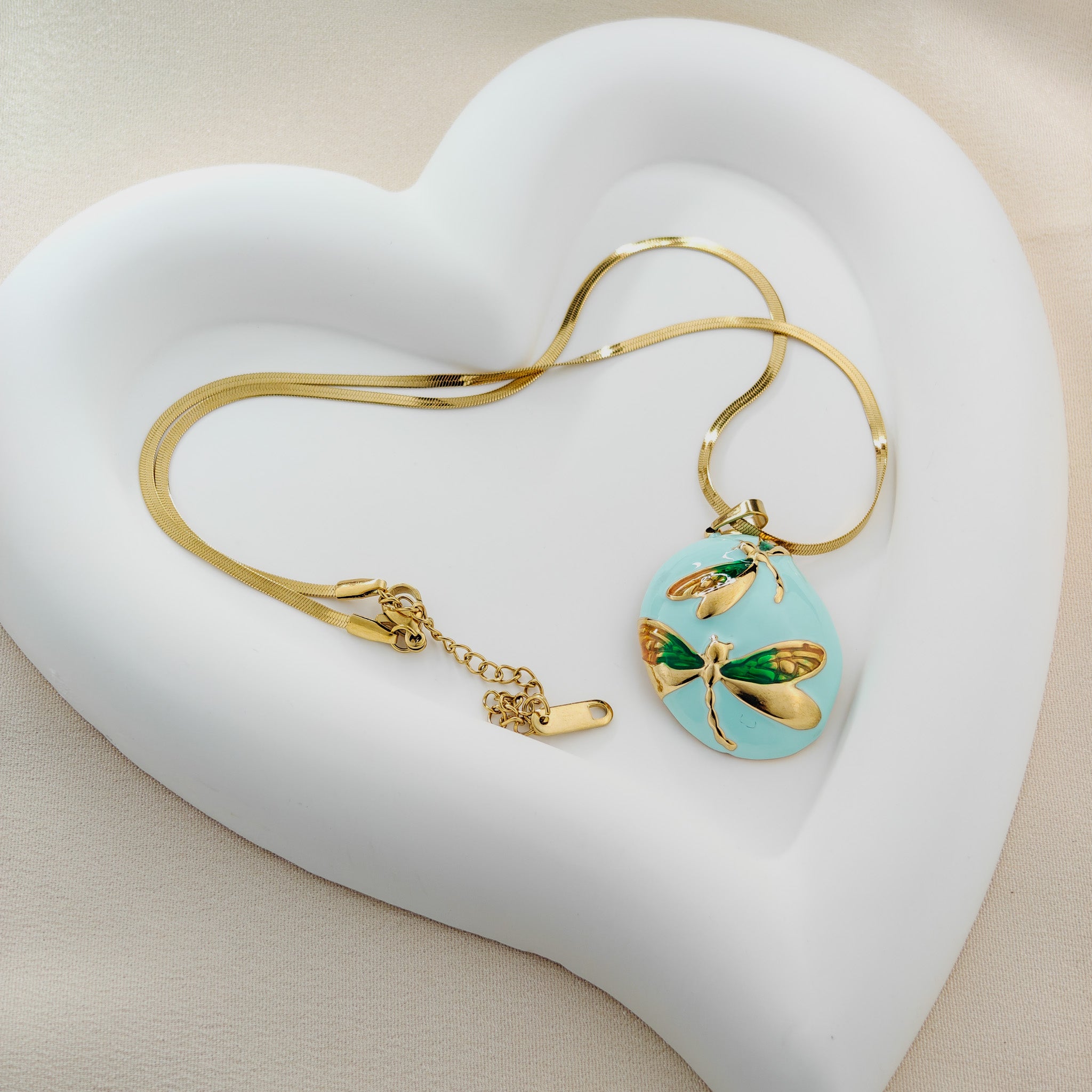 Dragonfly Pendant  Blade Chain Necklace Anti Tarnish Korean Jewellery