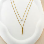 Layered Drop & Bar Necklace – Korean Anti-Tarnish