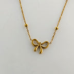Golden Bow Necklace – Korean Anti-Tarnish Cute Charm