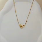 Golden Bow Necklace – Korean Anti-Tarnish Cute Charm