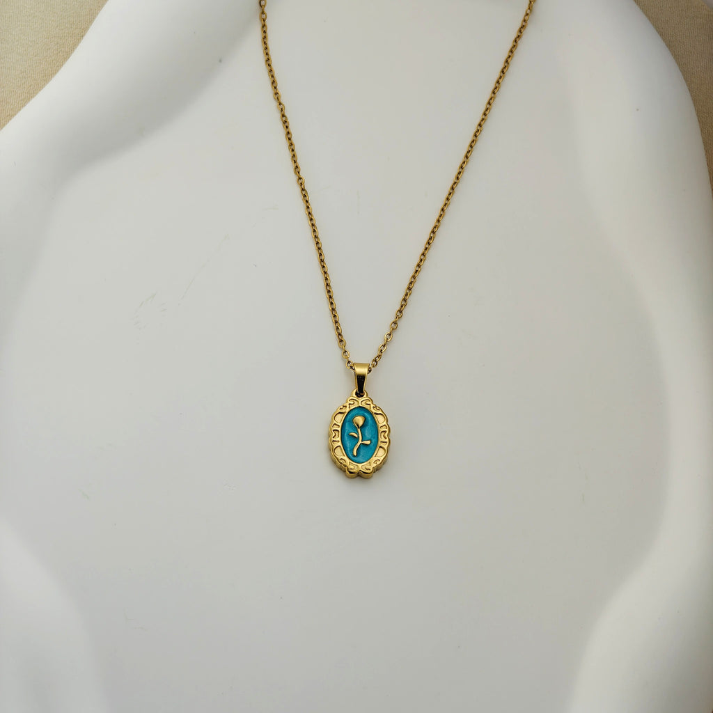 Turquoise Bloom Pendant – Korean Anti-Tarnish Artistic Necklace