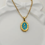 Turquoise Bloom Pendant – Korean Anti-Tarnish Artistic Necklace