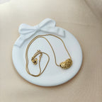 Golden Nugget Textured Pendant – Korean Anti-Tarnish Statement Necklace