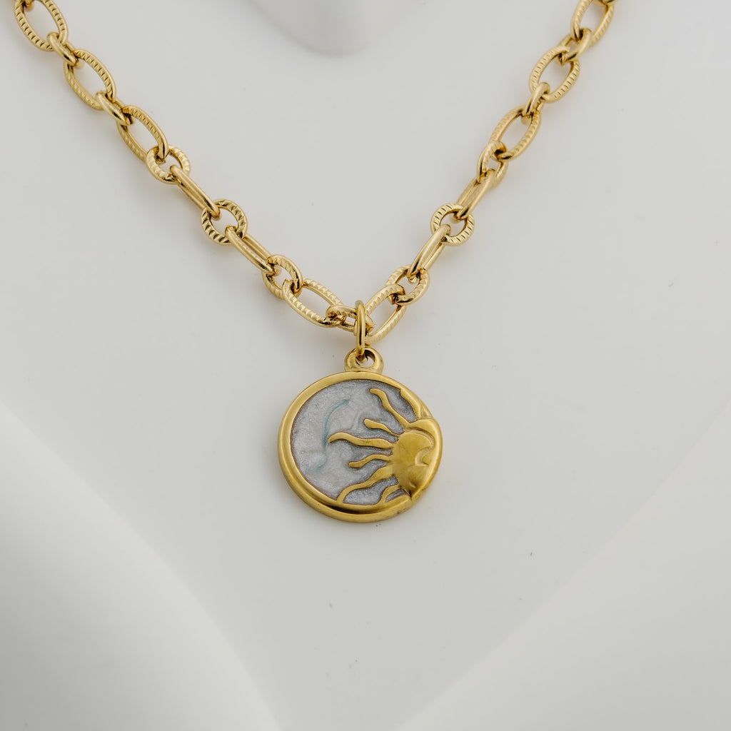 Sun & Moon Medallion – Korean Anti-Tarnish Artistic Necklace
