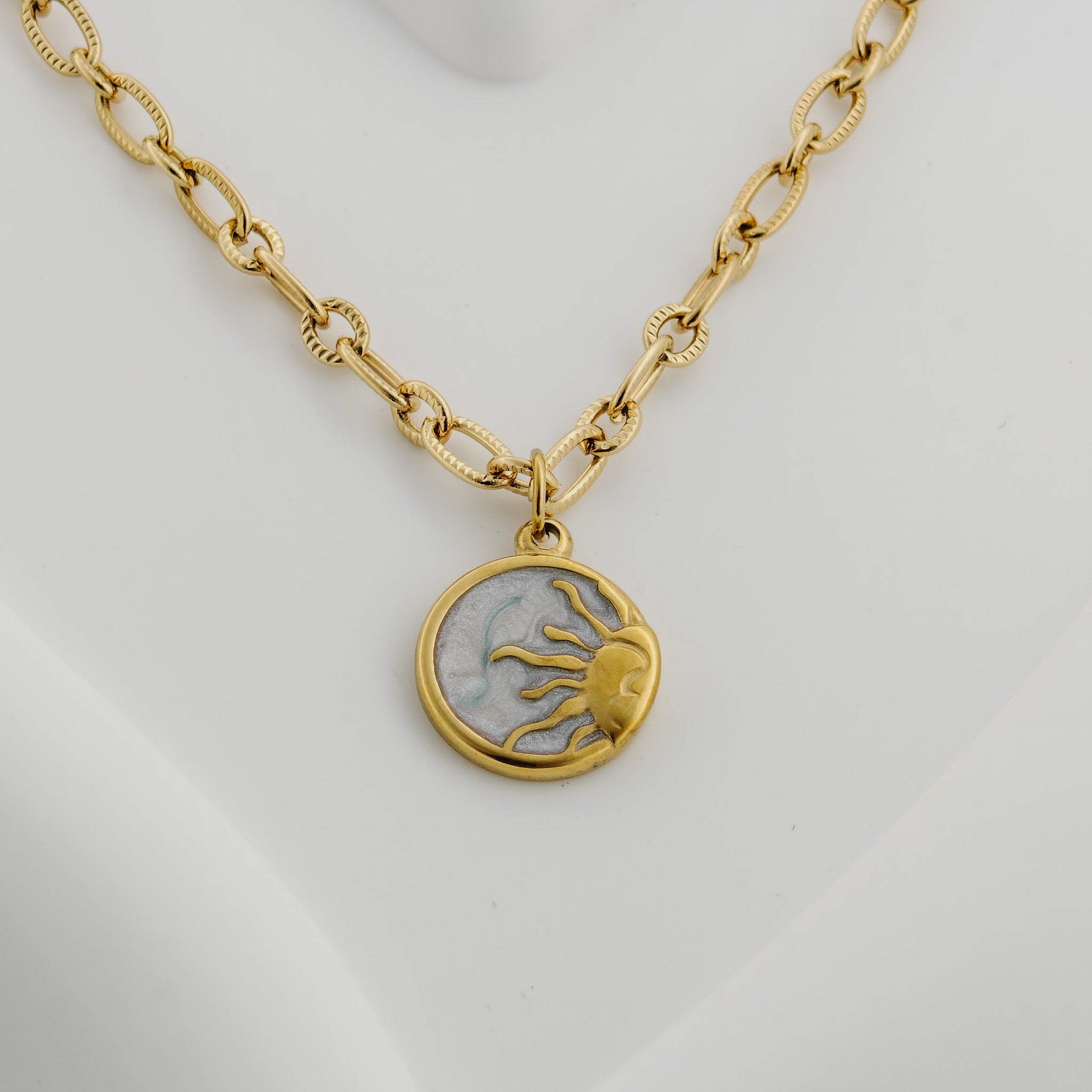 Sun & Moon Medallion – Korean Anti-Tarnish Artistic Necklace