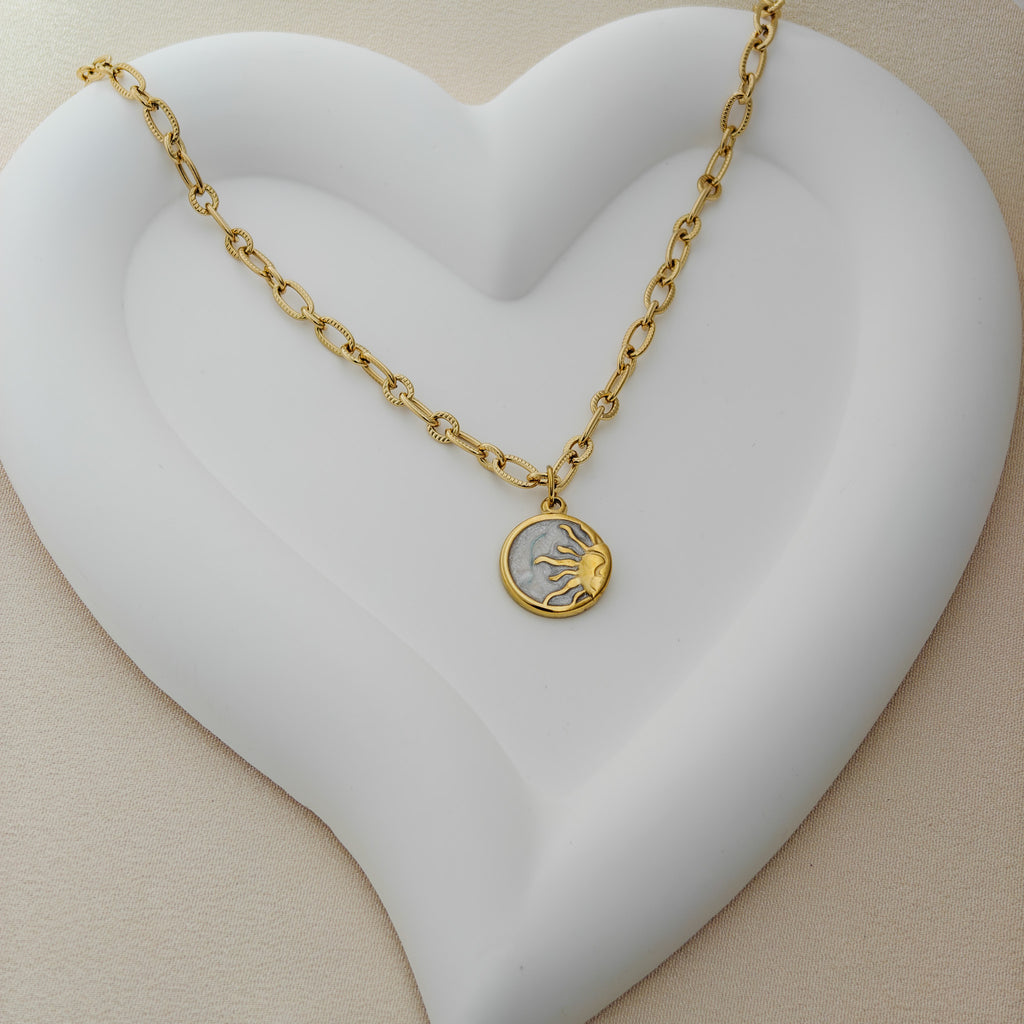 Sun & Moon Medallion – Korean Anti-Tarnish Artistic Necklace