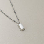 Rectangle Shell Charm Necklace – Korean Anti-Tarnish Silver Chain