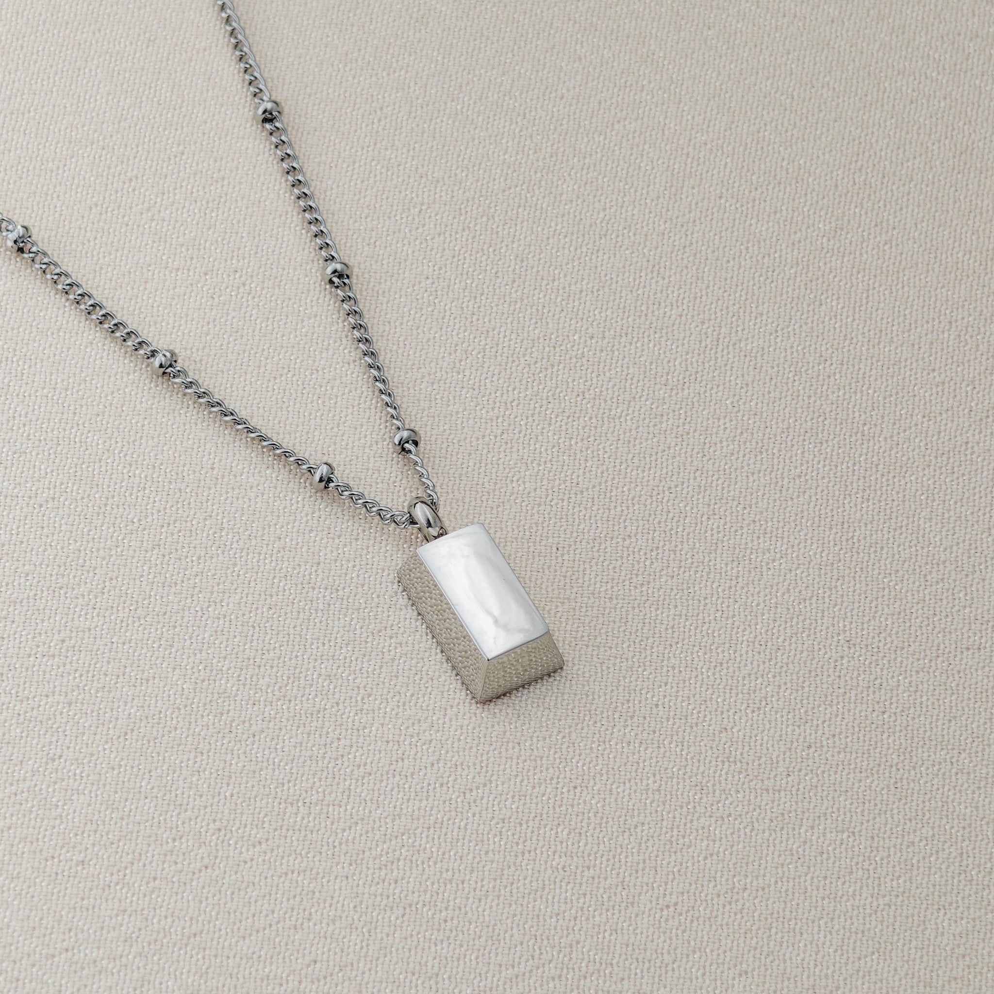 Rectangle Shell Charm Necklace – Korean Anti-Tarnish Silver Chain