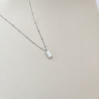 Rectangle Shell Charm Necklace – Korean Anti-Tarnish Silver Chain