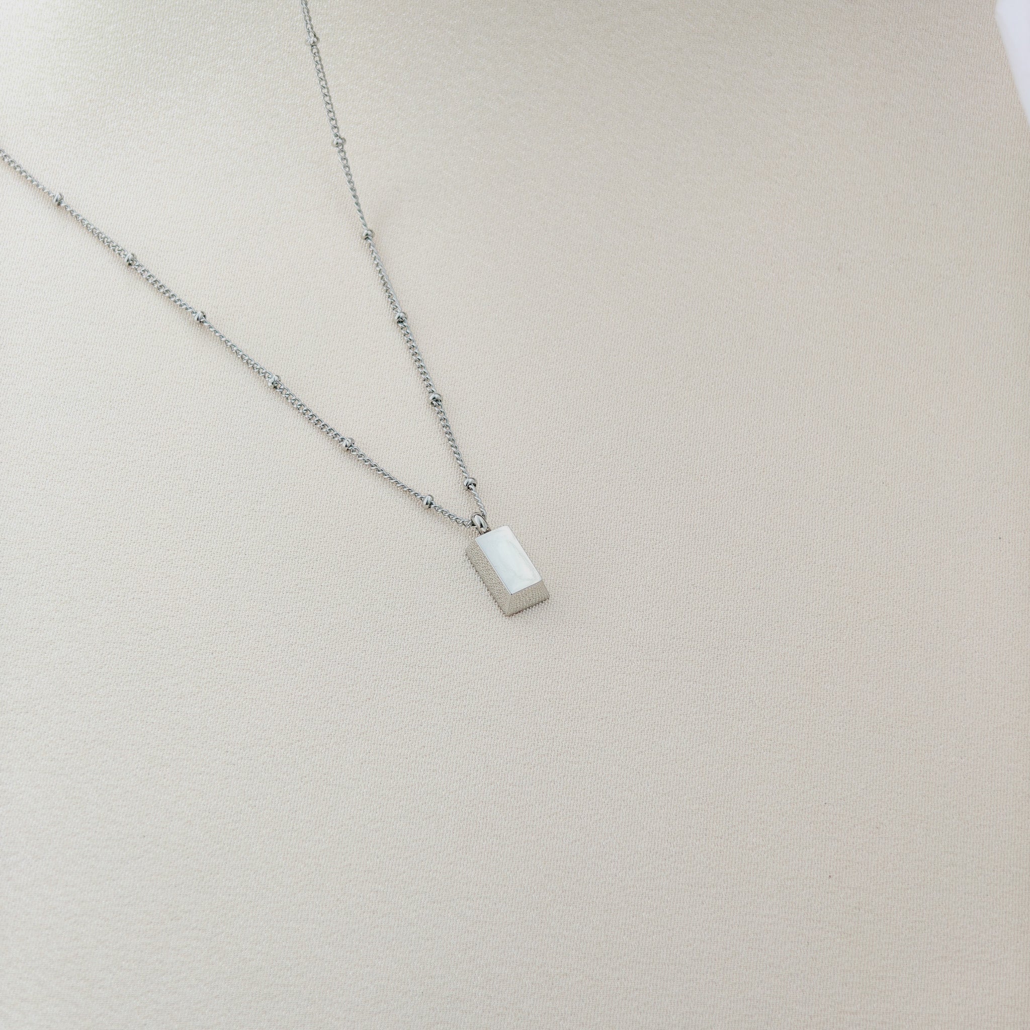 Rectangle Shell Charm Necklace – Korean Anti-Tarnish Silver Chain