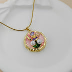 Double Pearl Blossom Pendant – Korean Anti-Tarnish Necklace