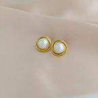 Tarnish-Resistant Korean Pearl and Gold Knot Earrings