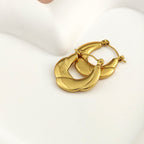 Anti Tarnish - Korean Jewellery Curved Teardrop Hoop Earrings