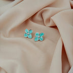 Silver-Plated Anti-Tarnish Korean Enamel Flower Earrings