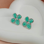 Silver-Plated Anti-Tarnish Korean Enamel Flower Earrings