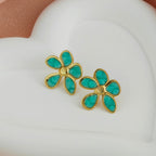 Gold-Plated Anti-Tarnish Korean Enamel Flower Earrings