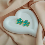 Dainty Turquoise Floral Studs with Anti-Tarnish Coating