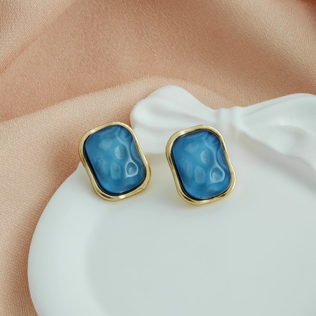 Tarnish-Resistant Korean Jewelry: Blue Stone Studs