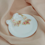 Anti-Tarnish Korean Pressed Flower Butterfly Drop Earrings