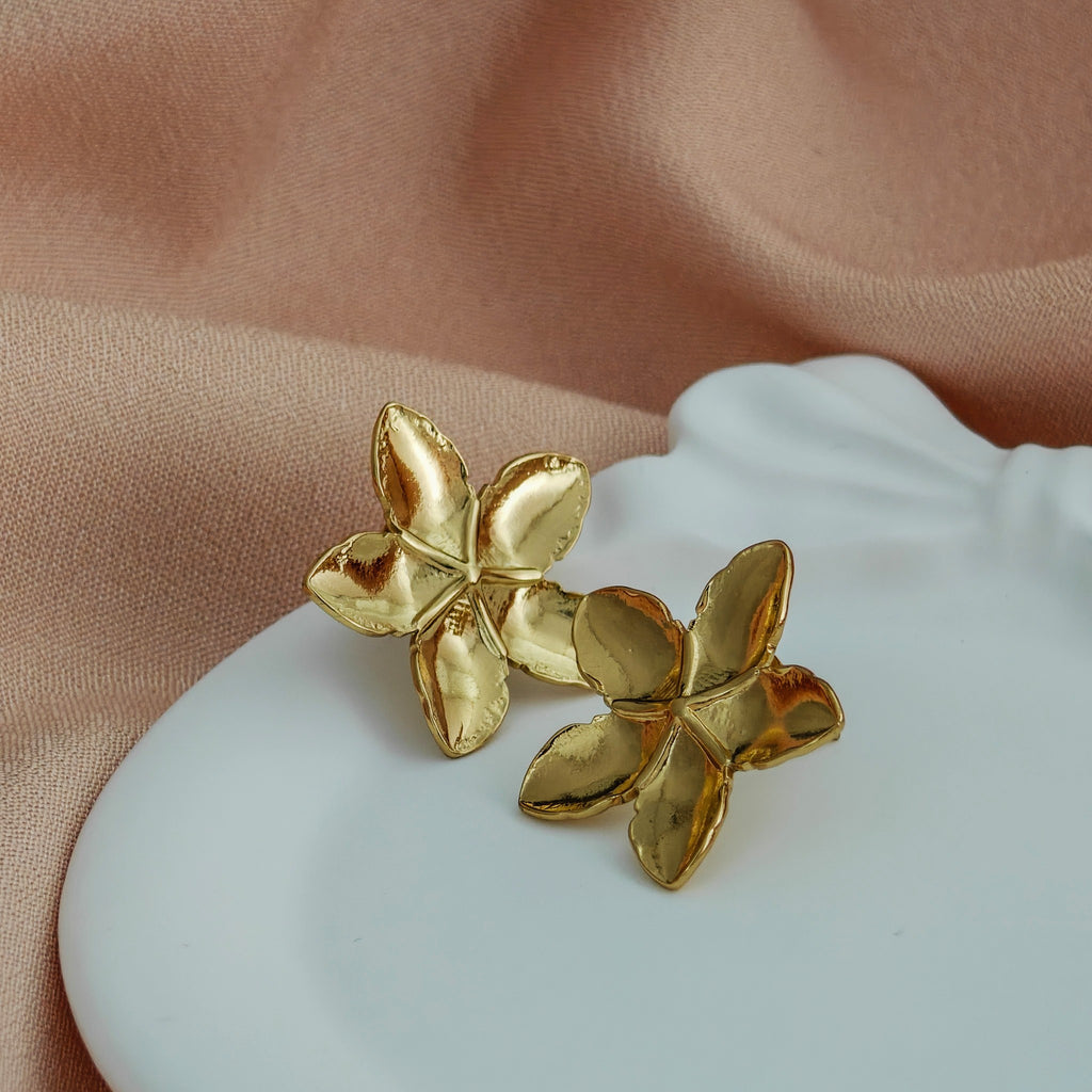 Tarnish-Resistant Gold Plated Flower Earrings
