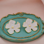 Dainty Turquoise Floral Studs with Anti-Tarnish Coating