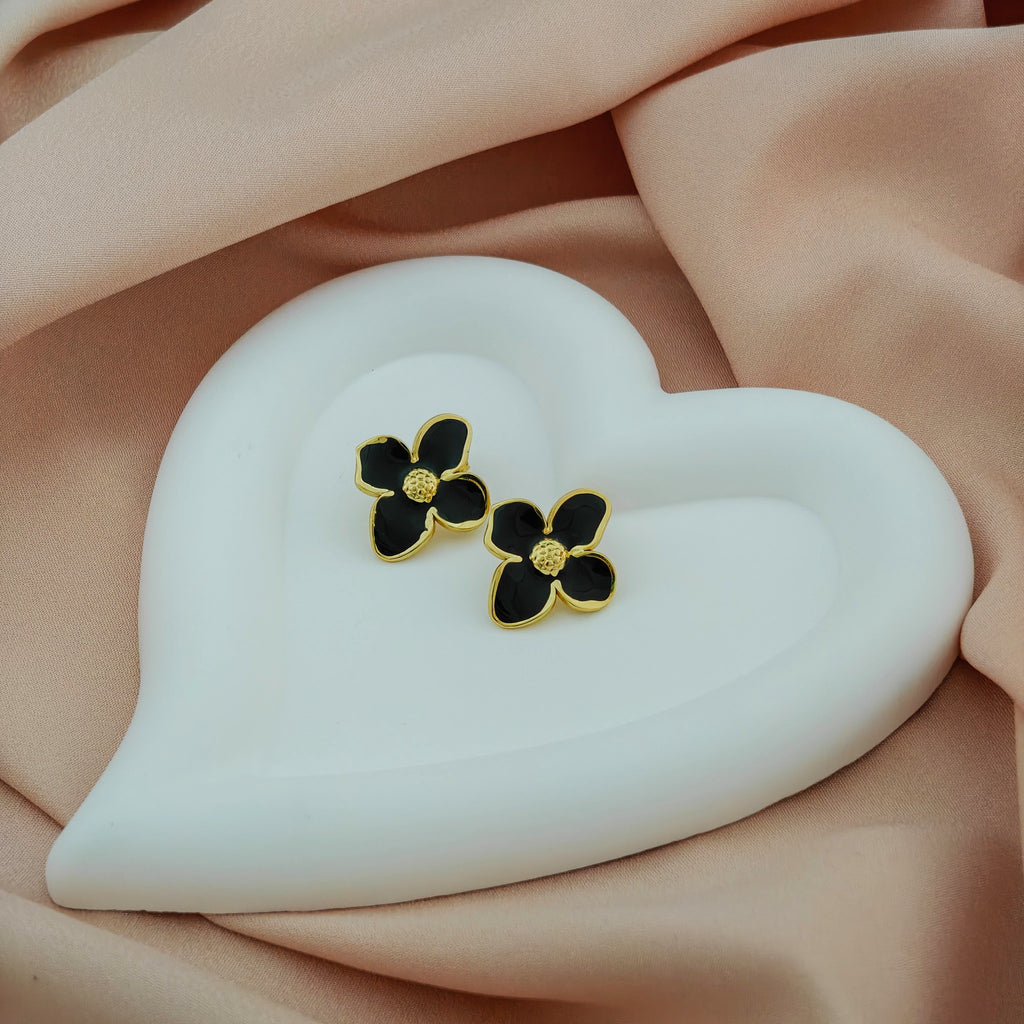 Silver-Plated Anti-Tarnish Korean Enamel Flower Earrings