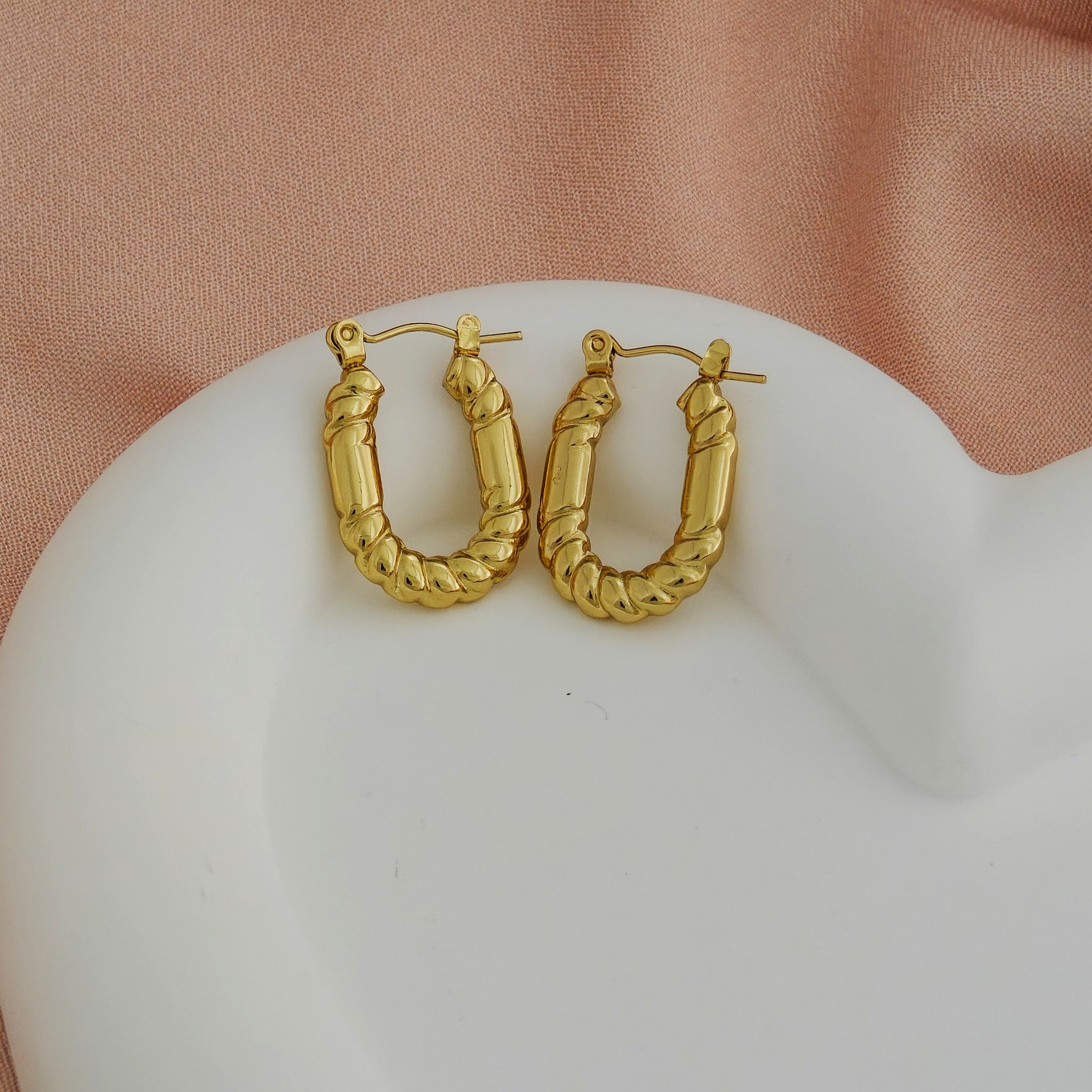 Anti Tarnish Korean Twisted Rope Hoop Earrings