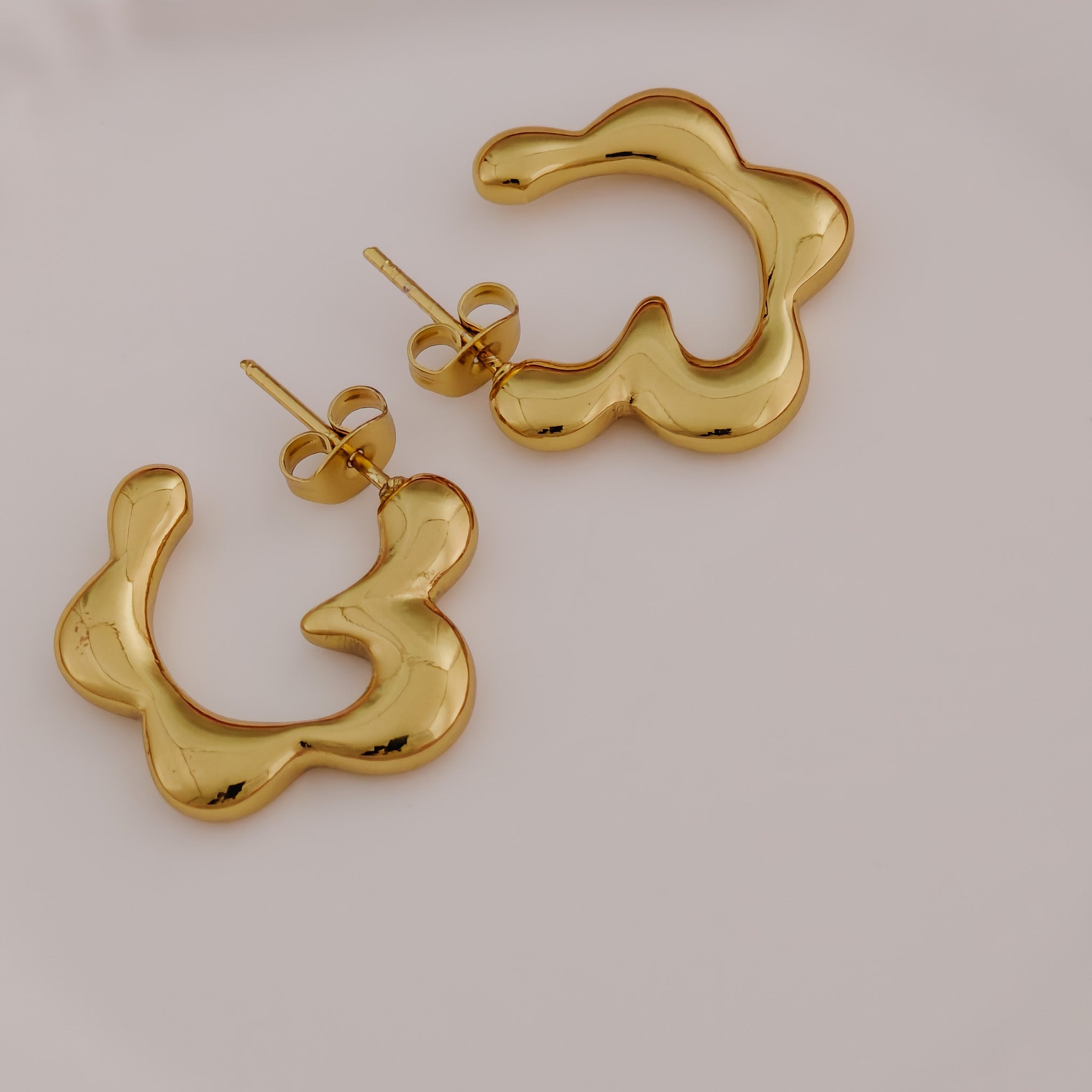 Gold Plated Irregular Shape Hoop Earrings Korean Jewellery