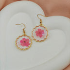 Anti Tarnish Korean Floral Resin Dangle Earrings